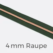 Reißverschluss Meterware Metallisiert Kupfer 4mm Dunkelgrün D190