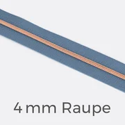 Reißverschluss Meterware Metallisiert Kupfer 4mm Blassblau D205