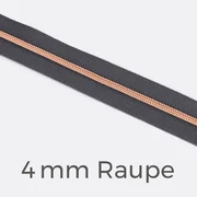 Reißverschluss Meterware Metallisiert Kupfer 4mm Dunkelgrau D306