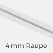 Reißverschluss Meterware Metallisiert Silber 4mm Weiß B3
