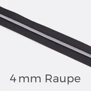 Reißverschluss Meterware Metallisiert Silber 4mm Anthrazit B39