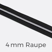 Reißverschluss Meterware Metallisiert Silber 4mm Schwarz B5