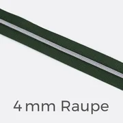 Reißverschluss Meterware Metallisiert Silber 4mm Dunkelgrün D190