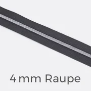 Reißverschluss Meterware Metallisiert Silber 4mm Dunkelgrau D306