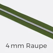 Reißverschluss Meterware Metallisiert Silber 4mm Oliv D887