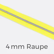 Reißverschluss Meterware Metallisiert Silber 4mm Neongelb PT803
