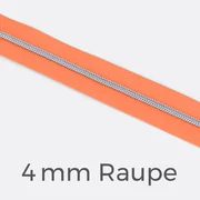 Reißverschluss Meterware Metallisiert Silber 4mm Neonorange PT805