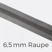 Reißverschluss Meterware Metallisiert Gunmetal 6,5mm Mausgrau B24