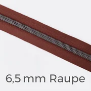 Reißverschluss Meterware Metallisiert Gunmetal 6,5mm Braun B26