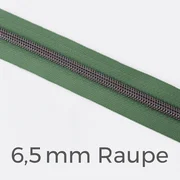 Reißverschluss Meterware Metallisiert Gunmetal 6,5mm Salbei D100