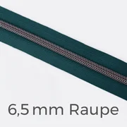 Reißverschluss Meterware Metallisiert Gunmetal 6,5mm Petrol D103