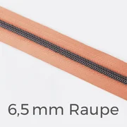 Reißverschluss Meterware Metallisiert Gunmetal 6,5mm Apricot D114