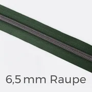 Reißverschluss Meterware Metallisiert Gunmetal 6,5mm Dunkelgrün D190