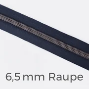 Reißverschluss Meterware Metallisiert Gunmetal 6,5mm Indigo D196