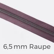 Reißverschluss Meterware Metallisiert Gunmetal 6,5mm Blasslila D206