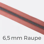 Reißverschluss Meterware Metallisiert Gunmetal 6,5mm Altrosa D213