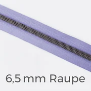 Reißverschluss Meterware Metallisiert Gunmetal 6,5mm Helles Flieder D268
