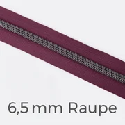 Reißverschluss Meterware Metallisiert Gunmetal 6,5mm Dunkles Altrosa D285