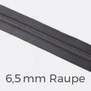 Reißverschluss Meterware Metallisiert Gunmetal 6,5mm Dunkelgrau D306