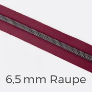 Reißverschluss Meterware Metallisiert Gunmetal 6,5mm Helle Beere D525