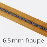 Reißverschluss Meterware Metallisiert Gunmetal 6,5mm Senf D846