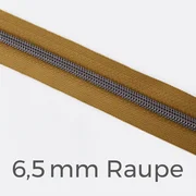 Reißverschluss Meterware Metallisiert Gunmetal 6,5mm Curry D087