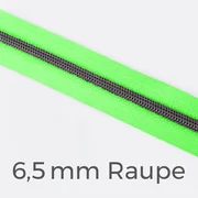 Reißverschluss Meterware Metallisiert Gunmetal 6,5mm Neongrün PT802
