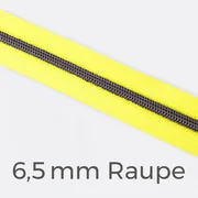 Reißverschluss Meterware Metallisiert Gunmetal 6,5mm Neongelb PT803