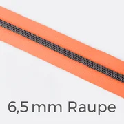 Reißverschluss Meterware Metallisiert Gunmetal 6,5mm Neonorange PT805