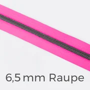 Reißverschluss Meterware Metallisiert Gunmetal 6,5mm Neonpink PT806