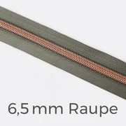 Reißverschluss Meterware Metallisiert Kupfer 6,5mm Mausgrau B24
