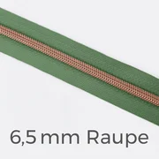 Reißverschluss Meterware Metallisiert Kupfer 6,5mm Salbei D100