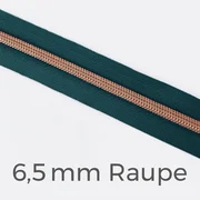 Reißverschluss Meterware Metallisiert Kupfer 6,5mm Petrol D103