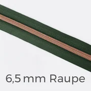 Reißverschluss Meterware Metallisiert Kupfer 6,5mm Dunkelgrün D190