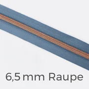 Reißverschluss Meterware Metallisiert Kupfer 6,5mm Blassblau D205