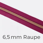 Reißverschluss Meterware Metallisiert Kupfer 6,5mm Fuchsia D258