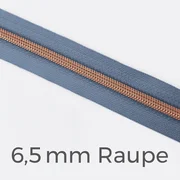Reißverschluss Meterware Metallisiert Kupfer 6,5mm Pastellblau D339