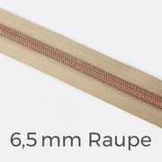Reißverschluss Meterware Metallisiert Kupfer 6,5mm Beige D371