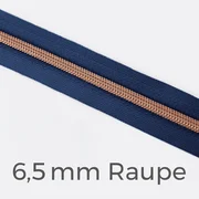 Reißverschluss Meterware Metallisiert Kupfer 6,5mm Marine D40
