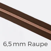 Reißverschluss Meterware Metallisiert Kupfer 6,5mm Dunkelbraun D568