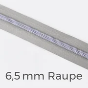 Reißverschluss Meterware Metallisiert Silber 6,5mm Mausgrau B24