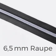 Reißverschluss Meterware Metallisiert Silber 6,5mm Anthrazit B39