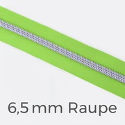 Reißverschluss Meterware Metallisiert Silber 6,5mm Apfelgrün B44