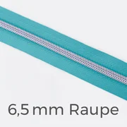 Reißverschluss Meterware Metallisiert Silber 6,5mm Türkisblau B46
