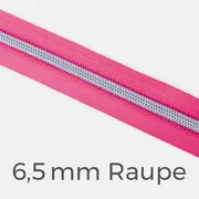 Reißverschluss Meterware Metallisiert Silber 6,5mm Pink B47