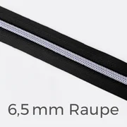 Reißverschluss Meterware Metallisiert Silber 6,5mm Schwarz B5