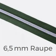 Reißverschluss Meterware Metallisiert Silber 6,5mm Dunkelgrün D190