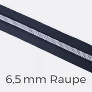 Reißverschluss Meterware Metallisiert Silber 6,5mm Indigo D196