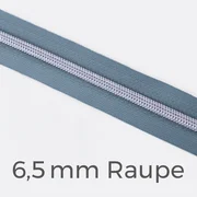 Reißverschluss Meterware Metallisiert Silber 6,5mm Blassblau D205