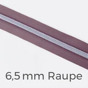 Reißverschluss Meterware Metallisiert Silber 6,5mm Blasslila D206